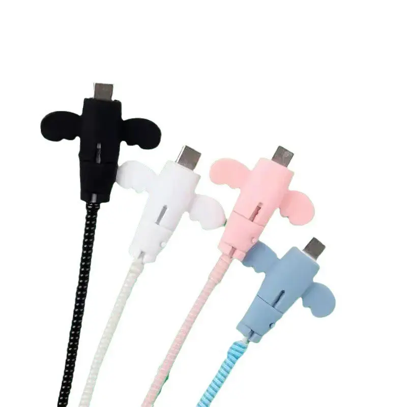 40 PCS Cute Angel Data Cable Protector, Anti-Break Charging Cable Case, Silicone Material, Lightweight & Easy to Use, Fits All Chargers