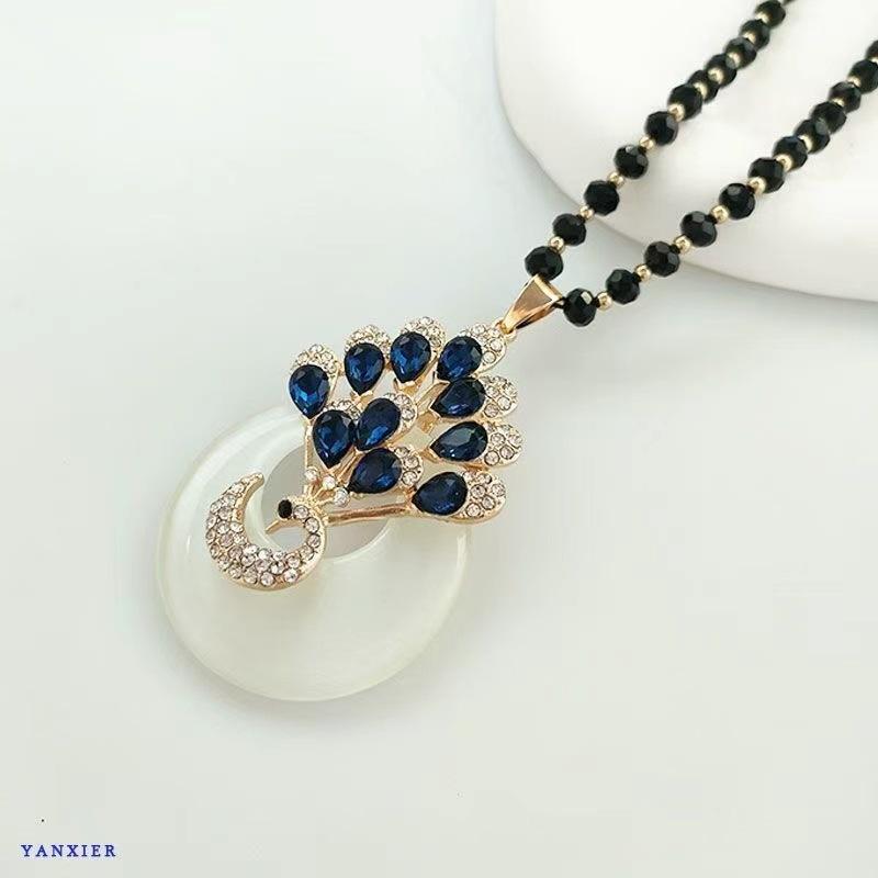 Fashionable Peacock Long Sweater Chain Pendant Korean Style Versatile Elegant Women's Necklace Accessory New Model