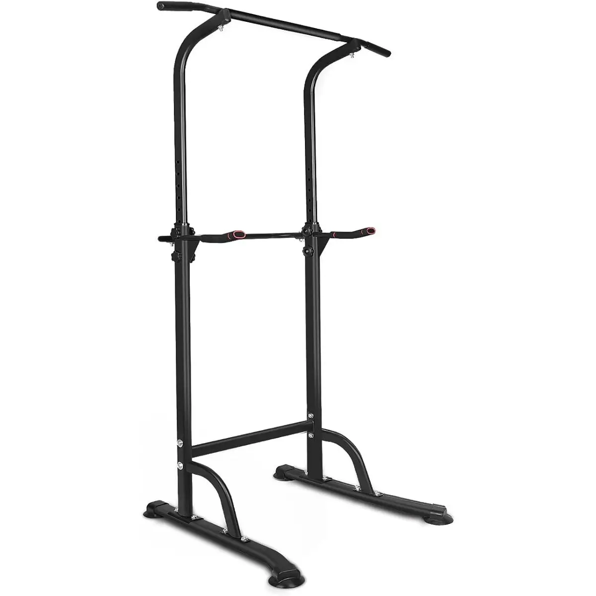 Strength Training Equipment - Multi-Exercise Power Tower with Heavy-Duty Steel Frame and PU Pads, Unisex Height Adjustable Pull Up Bar & Dip Station for Home Gym, Adjustable Height, Functional