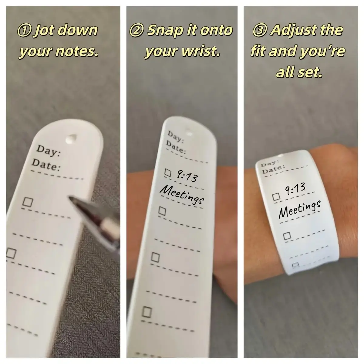 Reusable Erasable Wristband Notebook, Leather-Like Material, Grid Lines, No Coating Edges, Ideal for Students, Nurses, Teachers