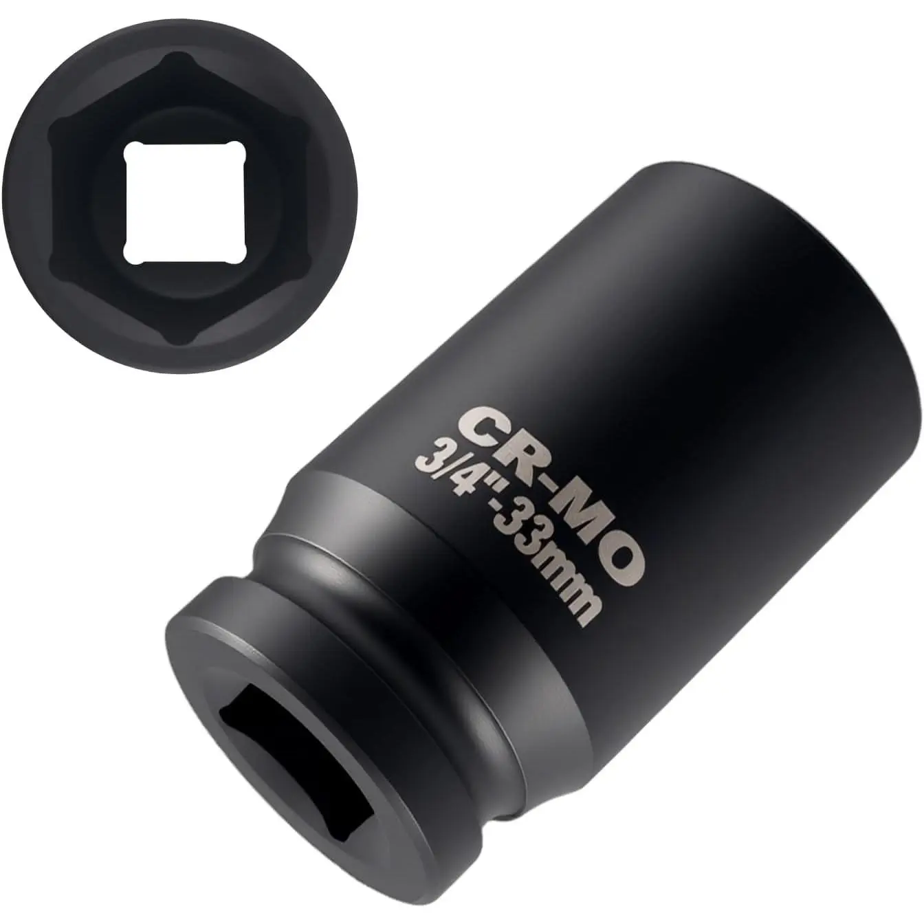 33mm Socket 3/4 Drive with 6 Point Design,Heavy Duty Non-slip 3/4 Impact Socket for Quick Dismantle Car Axle Nuts,Professional Deep Impact Axle Nut Sockets Car Accessories (33mm-3/4"Drive)