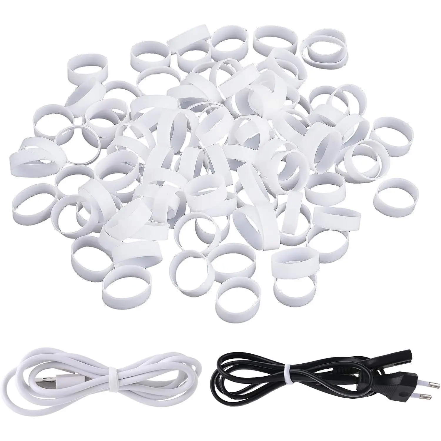 200 Pieces 0.5 Inch Small Elastic Silicone Rubber Bands Clear Strong Rubberbands Heavy Round Siliconebands for Wire Cord Cable Wrapping Bundle, White