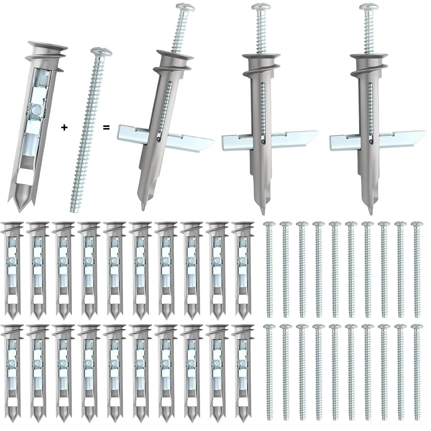 25 Pcs Heavy Duty Self-Drilling Drywall Anchors Toggle Bolts 1/8