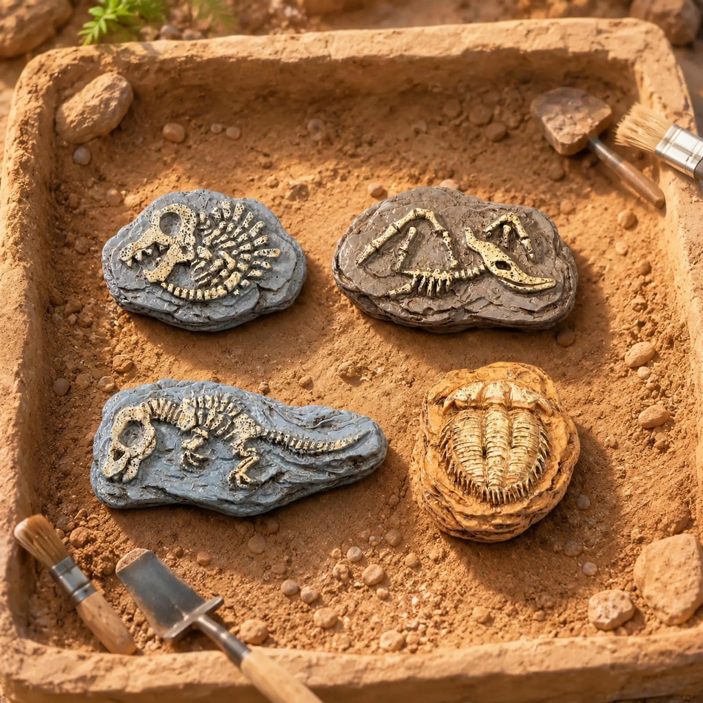 4pcs Micro Landscape Simulation Dinosaur Fossils, DIY Decorations, Desktop Accessories Small Ornaments, Resin Sculptures