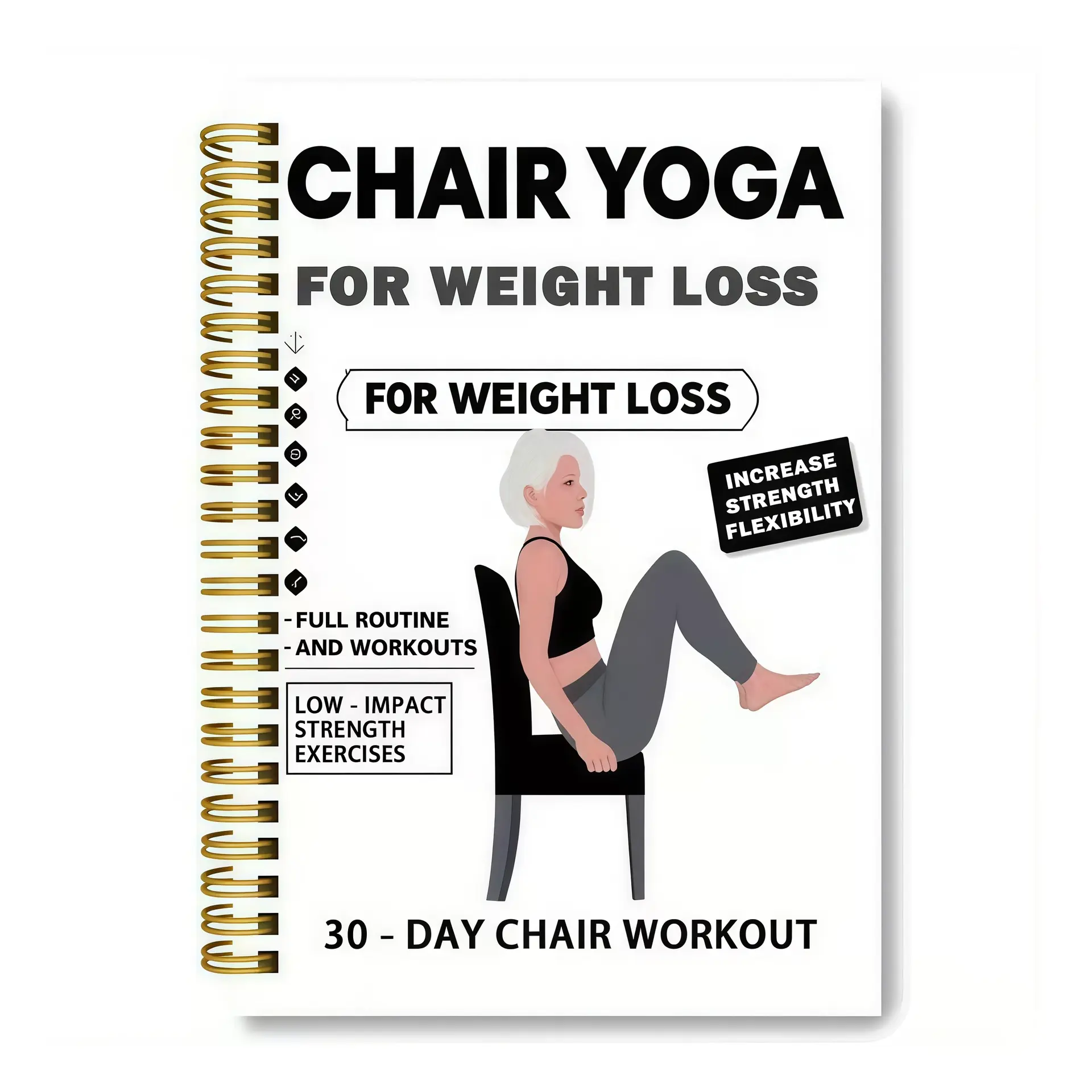 30-Day Chair Yoga Weight Loss Plan Book, Low-Intensity Home Workout, Structured Exercises for Fat Reduction, Joint Flexibility Improvement