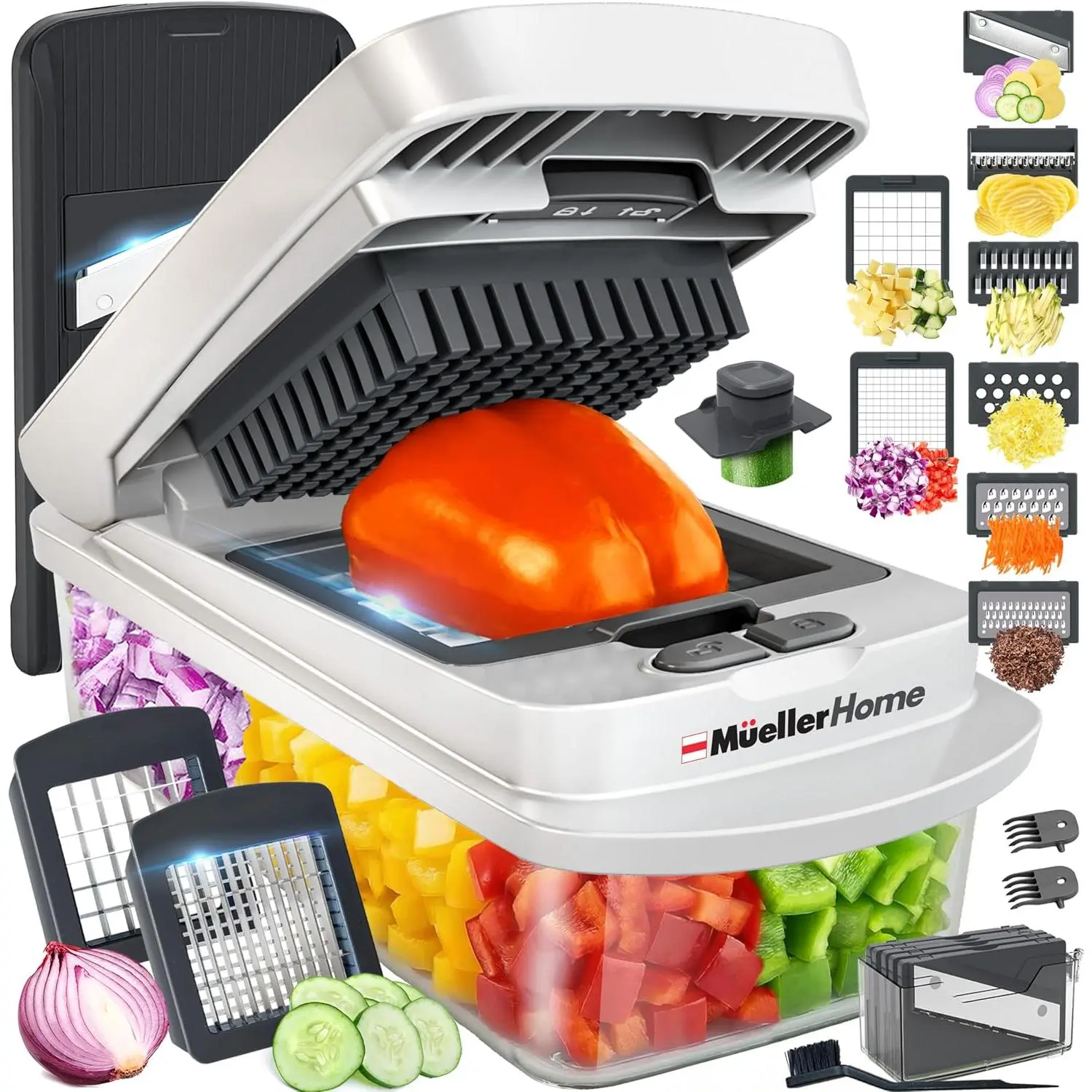 The Real Original Pro Vegetable Chopper & Mandoline Slicer, 10-in-1 |   since 2013, 8 Blade Food Veggie Chopper, Onion Vegetable Cutter with Container, Kitchen Gadgets & Essentials