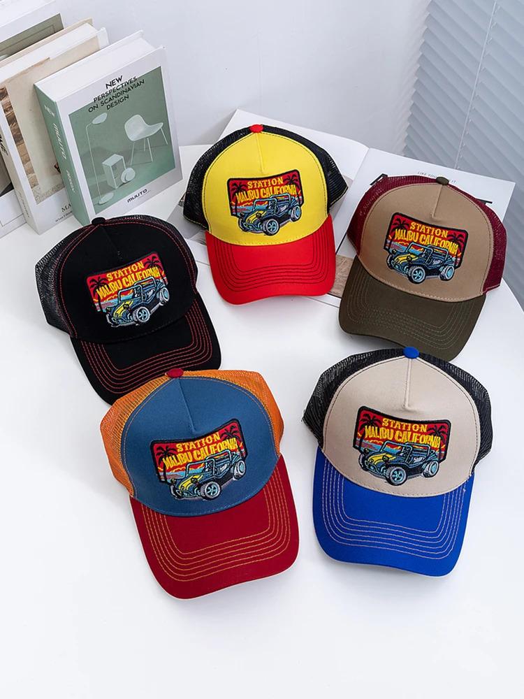 Unisex Summer Fishing Cap Breathable Mesh Trucker Hat Men Women Big Truck Embroidered Snapback Outdoor Fishing Hat