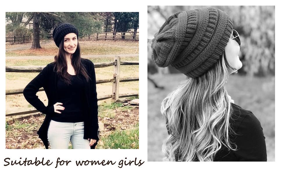 Satin Lined Beanie for Women - Warm Knit Slouchy Winter Hat, Stylish Skull Cap, Soft Silk Beanies for Ultimate Comfort and Cozy Style