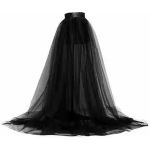Women Tulle Tutu Long Skirts Wedding Party Cocktail Prom Bandage Mesh Maxi Dress Overskirt Overlay Long Bridal