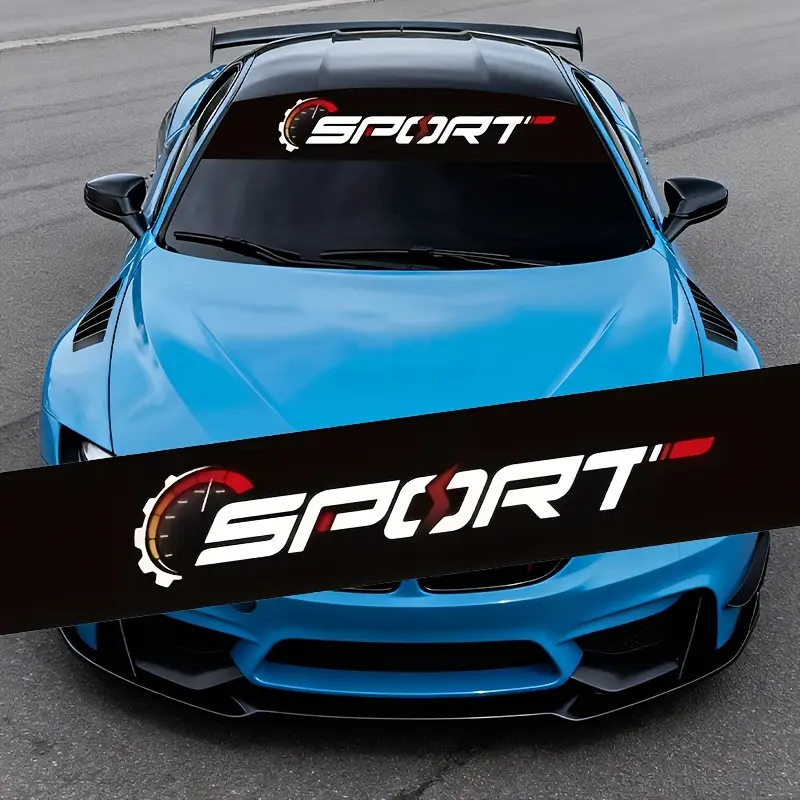 1pc Universal Sporty Style Eye-catching Car Sticker, Front Windshield Decal, Windshield Sticker, Sun Visor Light-blocking Decal, Modified Car Sticker