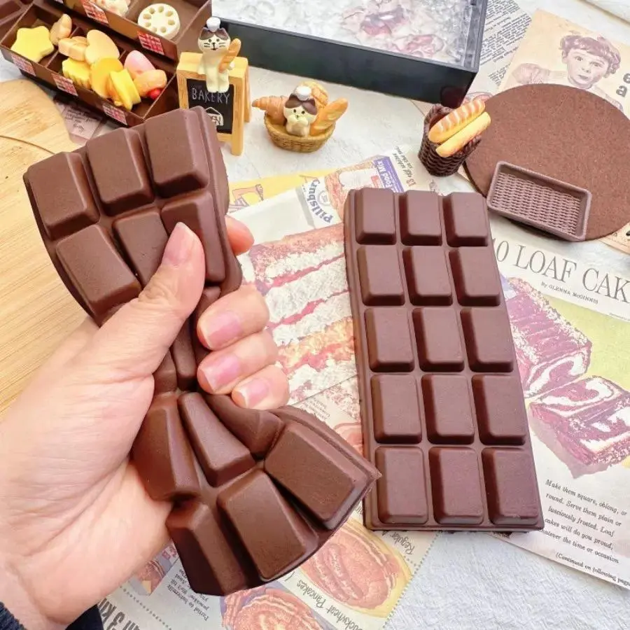 Realistic Chocolate Bar Squishy Toy - Ultra-Soft PU Slow Rebound Squeeze Toy, Satisfying Stress Relief Fidget Toy for Adults & Kids