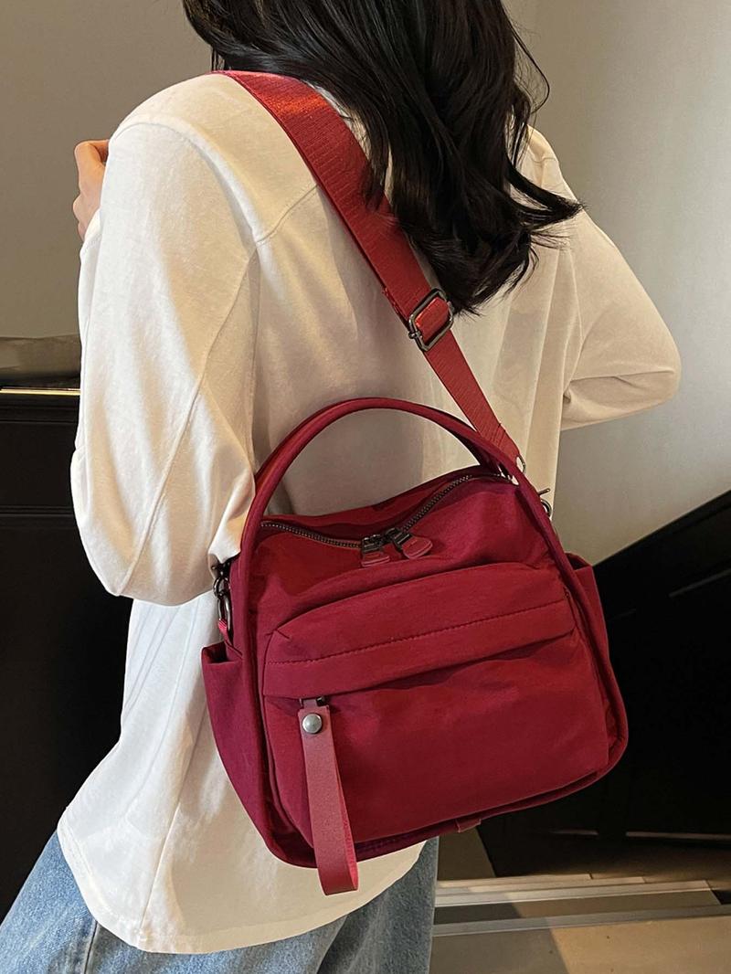 Niche design simple and casual daily commuter bag, small fresh contrast color handbag messenger bag, fashionable and trendy versatile multi-color optional, suitable for daily commuting, shopping, etc., Everyday Shoulder Bag