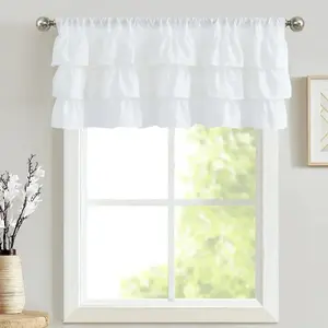 Layered Linen Ruffle Window Valance