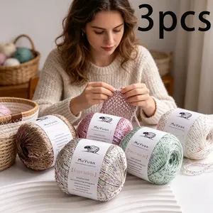 3pcs/150g Sequined Lace Yarn, 50g Per Roll, Multiple Colors, Ideal for Knitting & Crochet, Perfect for Sweaters, Scarves, Hats, Blankets