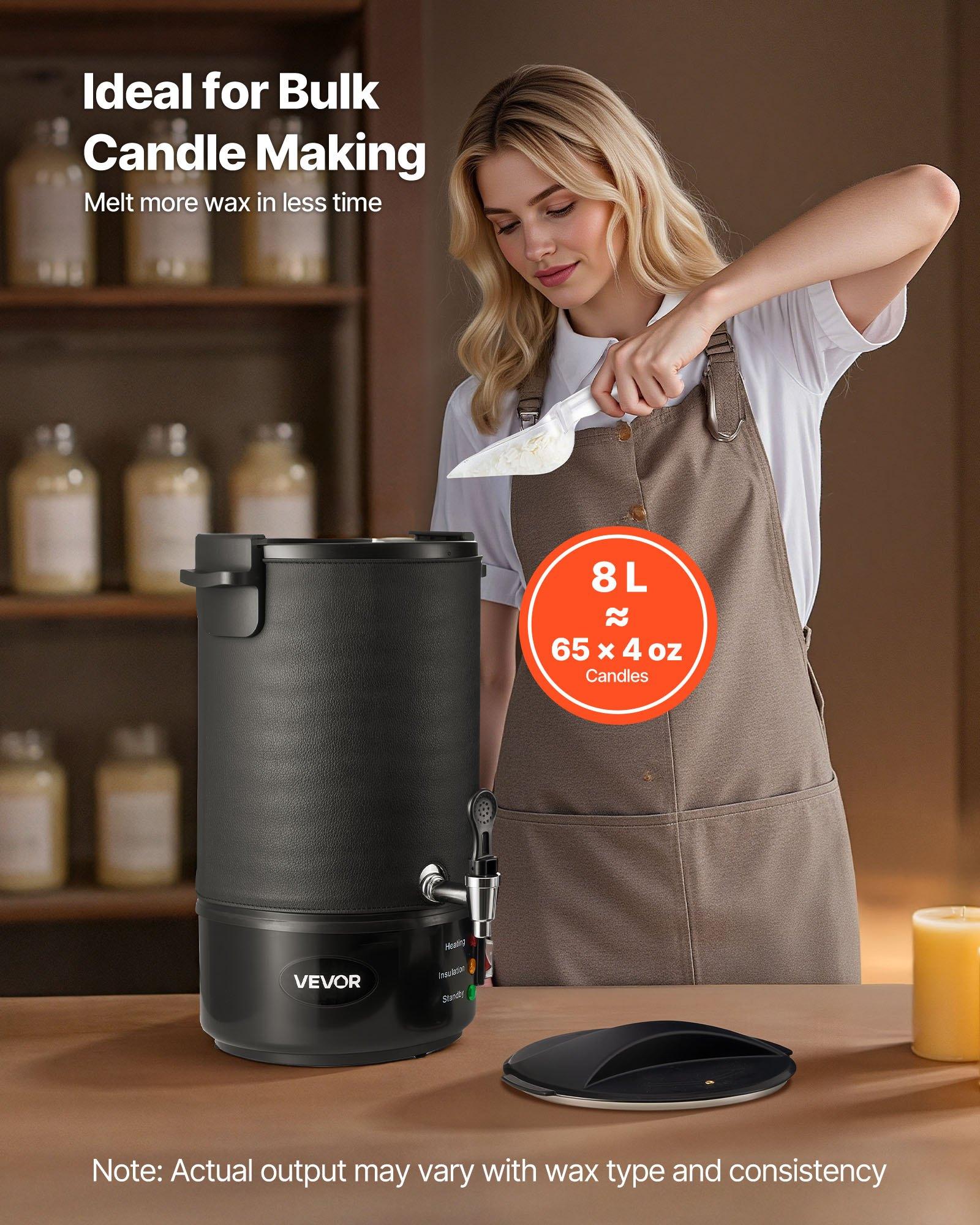 【Father's Day gift】VEVOR Wax Melter for Candle Making, 8.5 Qts, Fast and Even Heating, with Easy Pour Spout and Temperature Control, Grooved Base for Non-Stick and Smooth Flow, Wax Melting Pot for Making Candles Soaps 【Father's Day gift】VEVOR Wax Melter for Candle Making, 8.5 Qts, Fast and Even Heating, with Easy Pour Spout and Temperature Control, Grooved Base for Non-Stick and Smooth Flow, Wax Melting Pot for Making Candles Soaps
