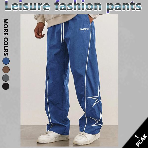 Men‘s Loose Sports Pants Men Trousers Star pattern embroidery designComfortable DesignAthleisure Style Bottoms Athletic Bottoms Gymwear streetwear fall outfits outfits men gym athletic clothes