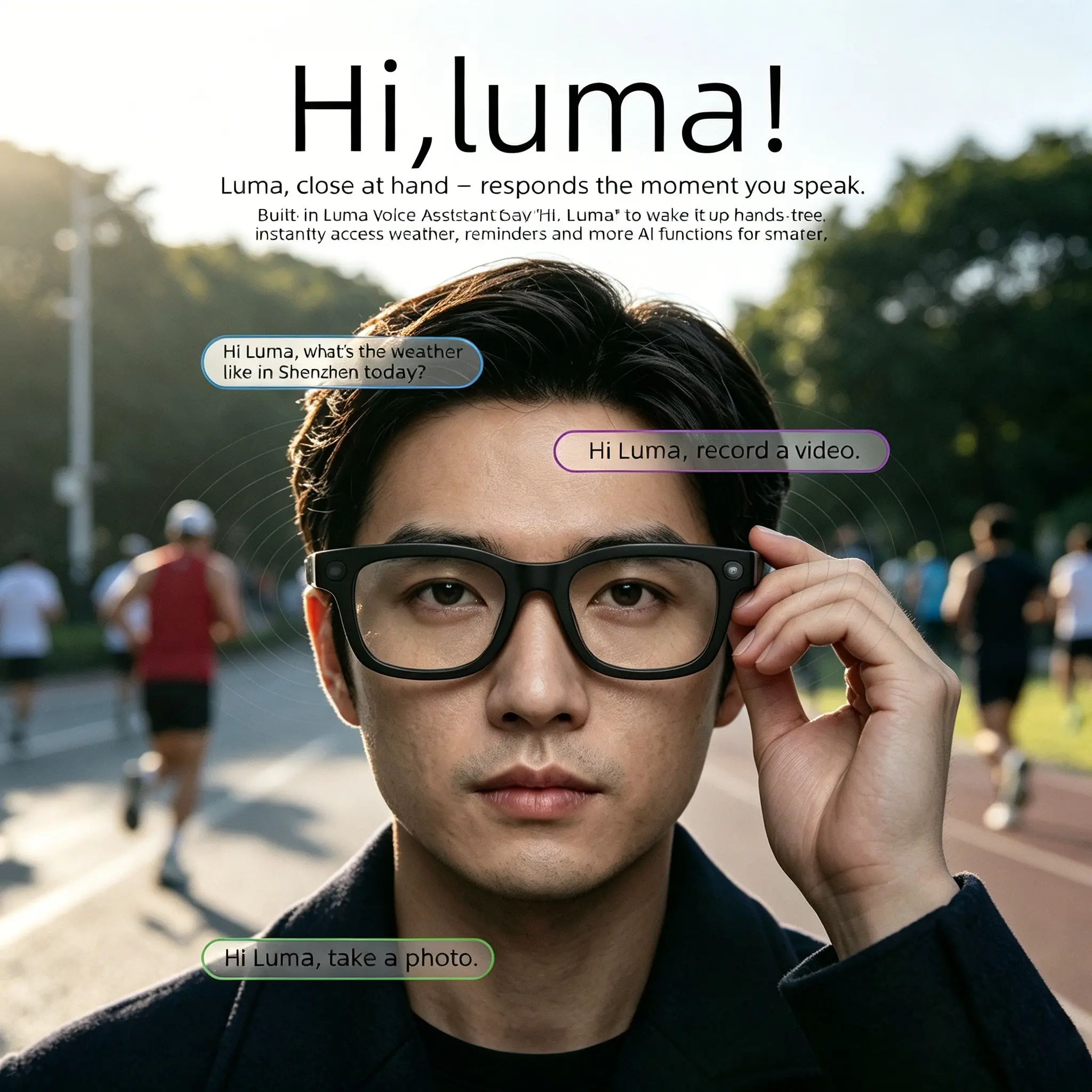 2026ai Smart Camera Glasses with 1080P HD Camera, Bluetooth-compatible Stereo Call, Ai Translation, Waterproof, Decorative Lenses, Abs Frame, T100 Model