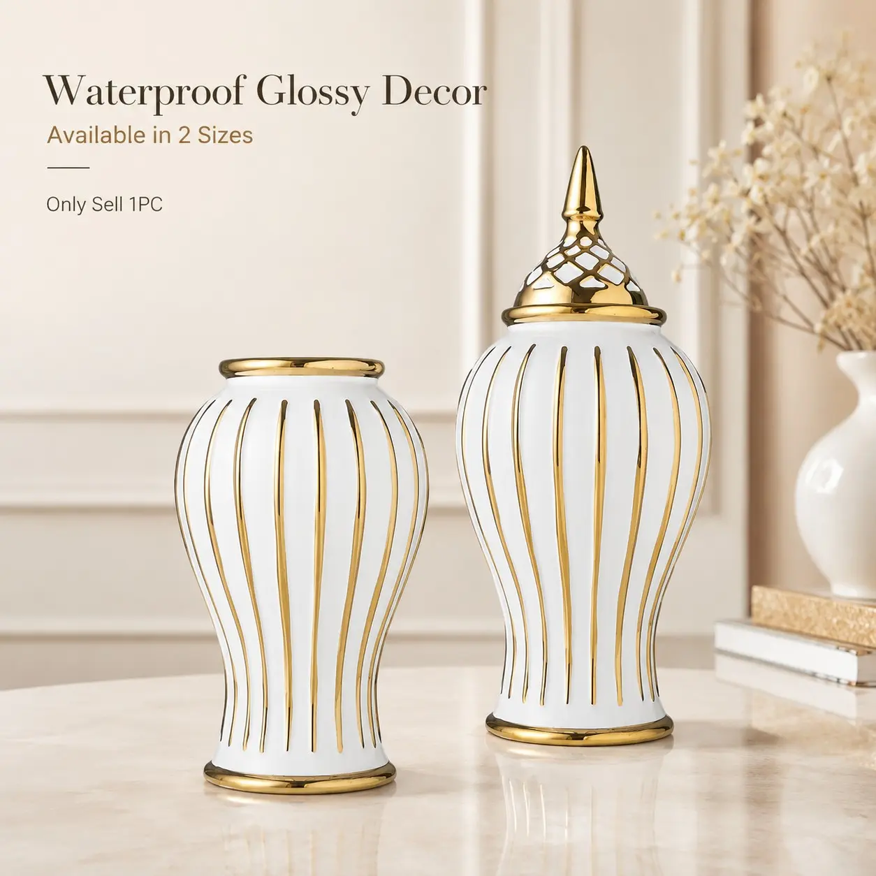 European Luxury Gold Ceramic Vase, Modern Elegant Floral Arrangement, Water Culture Storage Decor, Living Room Office Home Decoration
