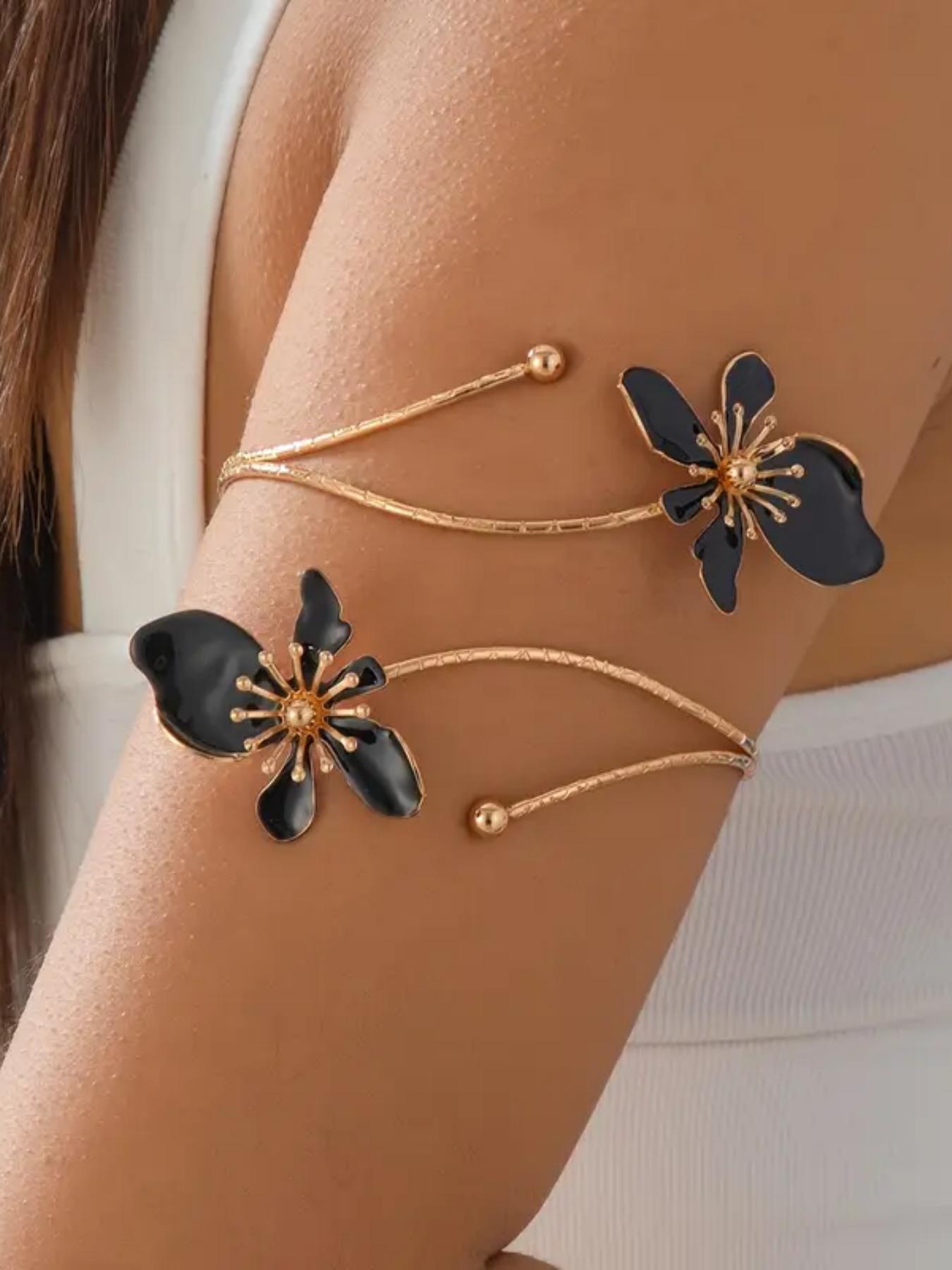 Elegant Floral Open Cuff Armlet, Adjustable Bangle for Women and Girls, Versatile Jewelry, Summer Dainty Jewelry, Perfect as a Birthday Gift, Trendy Fashionable Accessories, Fashionable Bracelet Elegant Floral Open Cuff Armlet, Adjustable Bangle for Women and Girls, Versatile Jewelry, Summer Dainty Jewelry, Perfect as a Birthday Gift, Trendy Fashionable Accessories, Fashionable Bracelet