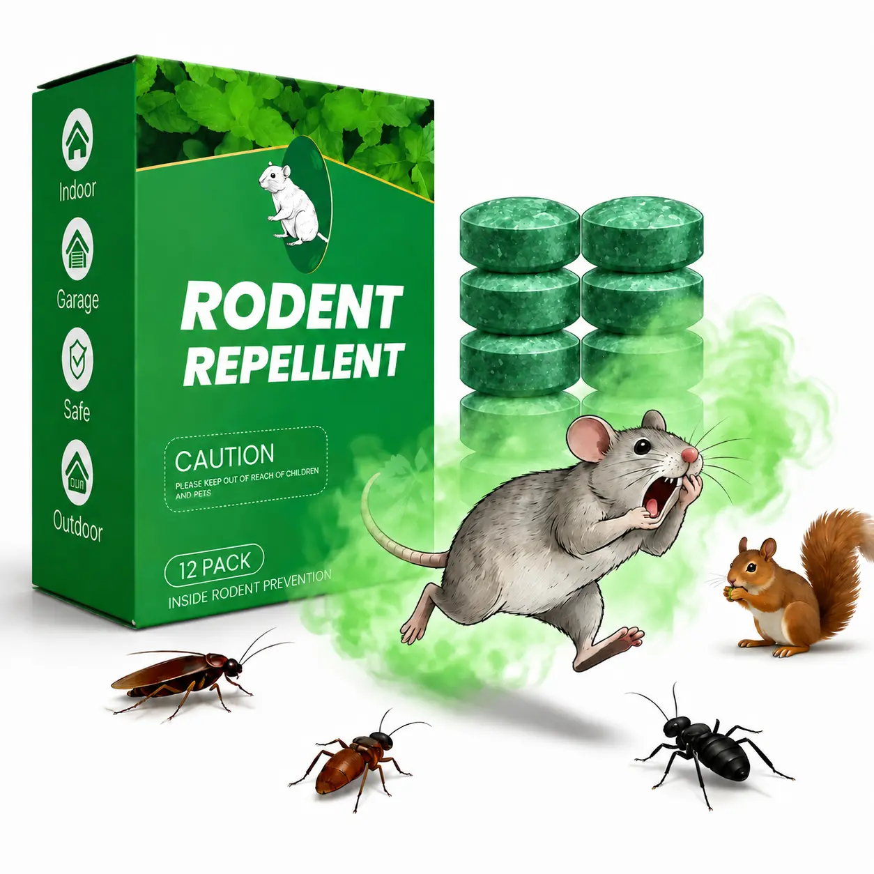 12-Pack Natural Peppermint & Lemon Oil Rodent Repellent Balls (1 Box/12pcs) - Plant-Based Aroma Home Supplies, Long-Lasting Pest Deterrent for Rats,Mice,Squirrels,Spiders, Closet/Storage/Garage Pest Guard, Multiple Zones Place & Forget Protection