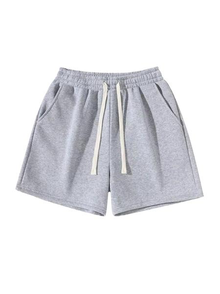 Men's Solid Drawstring Waist Shorts, Casual Comfy Breathable Side Pocket Shorts for Summer, Men's Bottoms for Daily Wear