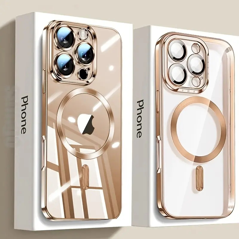 MagSafe Compatible Transparent Electroplated Full Camera Lens Glass Protection Slim Soft Shockproof Protective Phone Case Compatible with iPhone 11-17 Series