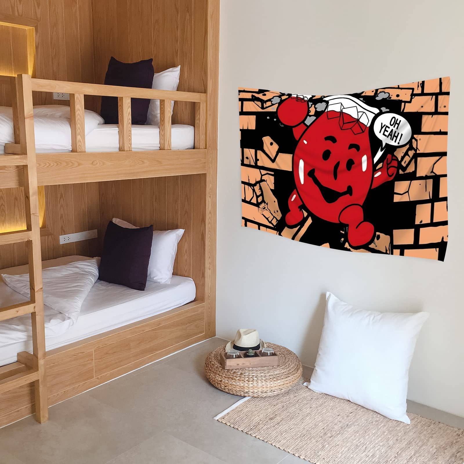 1pc Funny Red Gummy Bear Tapestry Art - Large Wall Hanging with "Oh Yeah!" Design, Vibrant Polyester Fabric, Multiple Sizes (23.6x35.4 Inch) for Bedroom, Living Room, Dorm Decor - Perfect Gift for Gummy Bear Fans, Bear Decor, Home Decoration, Dynamic Artw