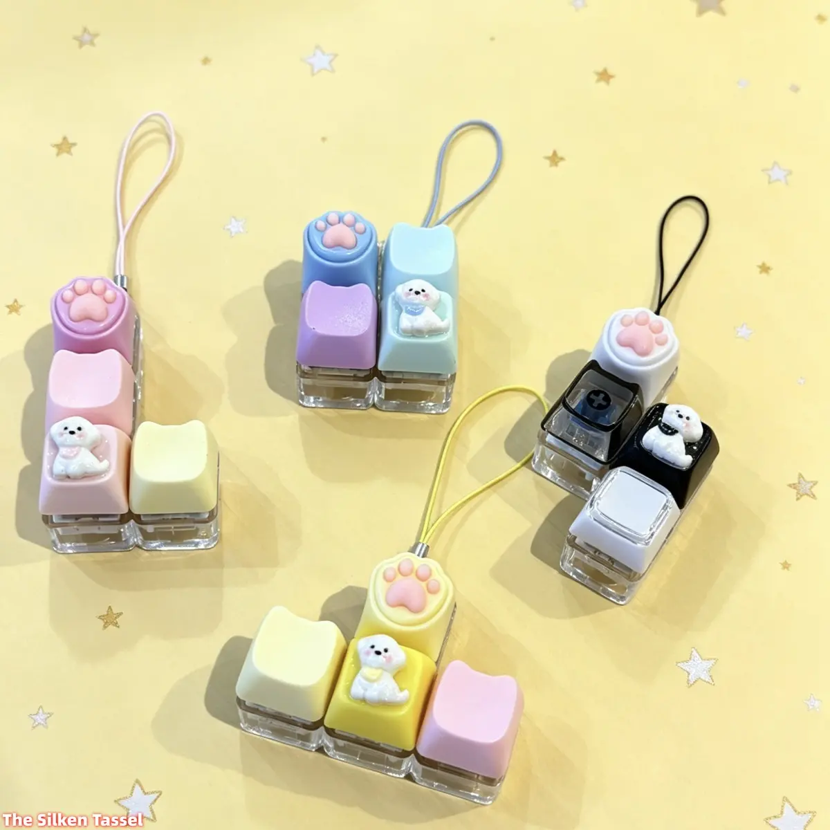 New Cross-Border 9-Key Decompression Explosion Button Keyboard, Cute Puppy-Cat Paw Design, Finger Relaxation Test Light DIY Bag Accessory