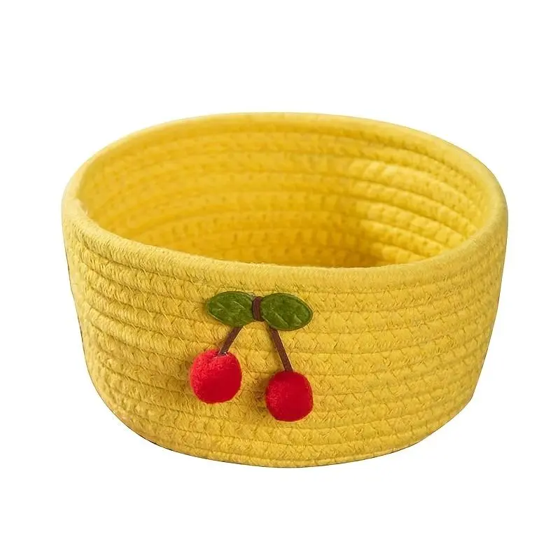 1pc Woven Storage Basket - Compact Organizer for Cosmetics, Brushes, Pens - Perfect for Desk, Office, Dorm Decor, Shelf Baskets
