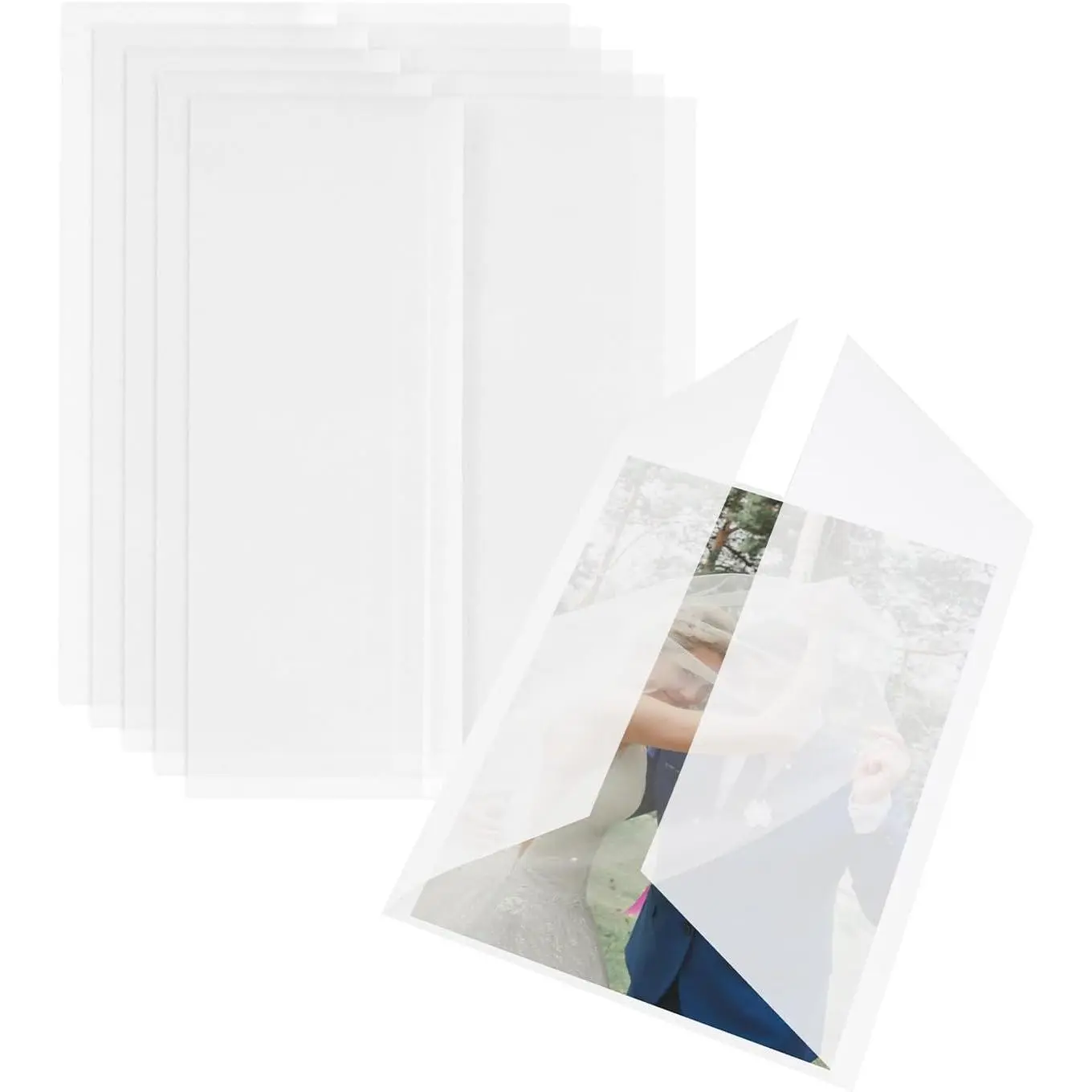 115GSM Pre-Folded Vellum Jackets for 5x7 Invitations 50 Pack | Pre-Folded Vellum Paper 5x7, Translucent Paper for Wedding Invitation Accessories,  Showers, Envelope Liners