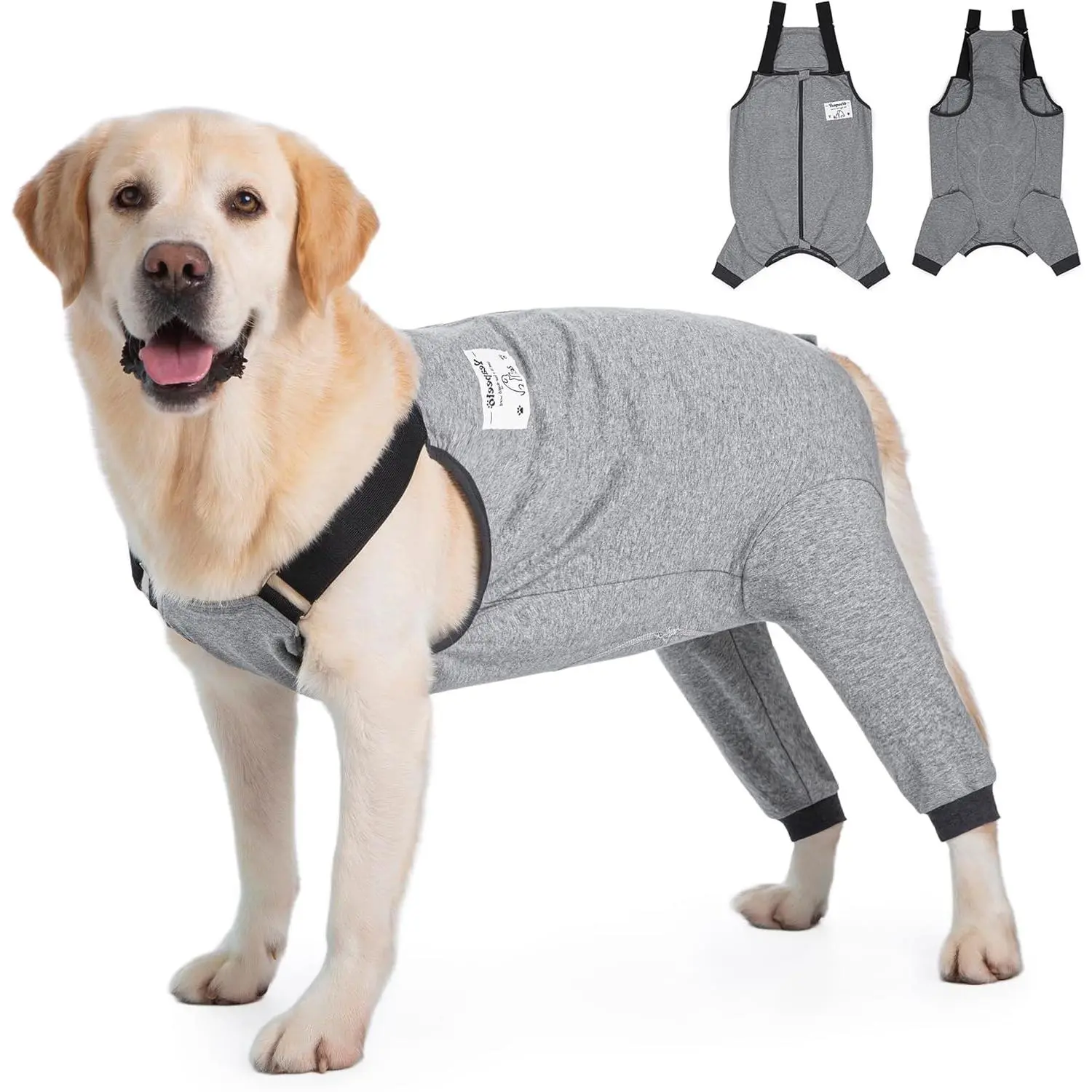 Dog Recovery Suit for Hid Leg Soft Stretchy Pants for Hip Thigh Wound Protective Sleeves to Prevent Licking Grey 3XL Reference Weight 33-53 lbs