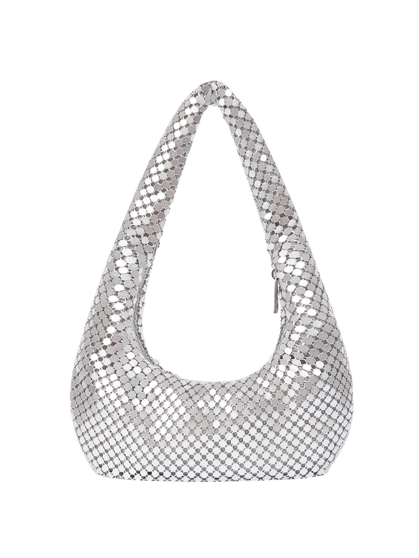 Women's Elegant Metallic Evening Bag, Exquisite Trendy Hobo Bag, Fashionable Bag for Party Decoration, Hobo Shoulder Bag, Elegant Bags, Elegant Embossed Bag