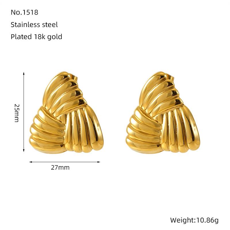 VEVE INS 18k Gold Earrings Spiral Spiral Square Earrings Geometric Striped Earrings