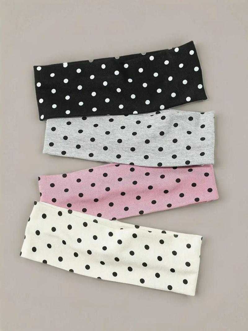 4-pack Polka Dot Pattern Hair Band, Casual Simple Hair Accessories for Women & Girls, Minimalist Headwear Suitable for Thick Hair