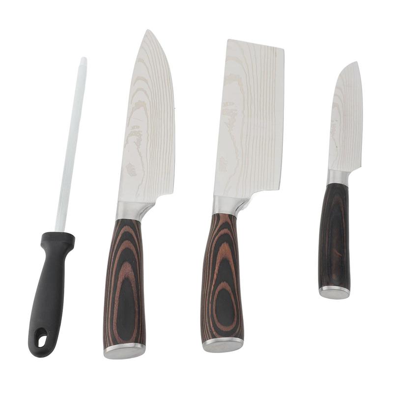 4 Piece Premium Japanese Style Knife Set with Laser Damascus Patterns, Imperial Collection, Ultra Sharp Cutting Edge
