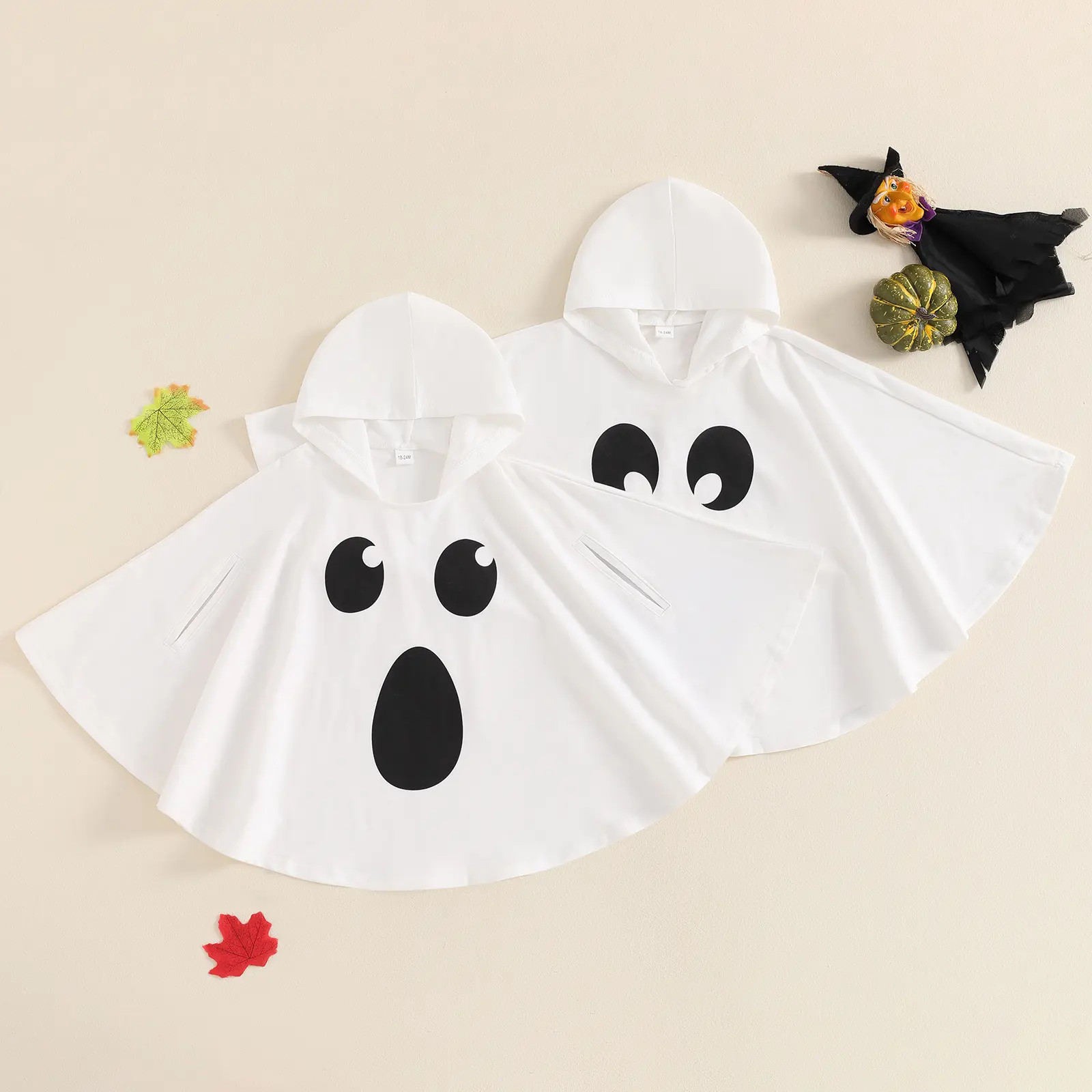 Toddler Baby Kid Boys Girls Halloween Costume Ghost Print Hood Cape Cosplay Clothes Cloak Fall 1-6 Years