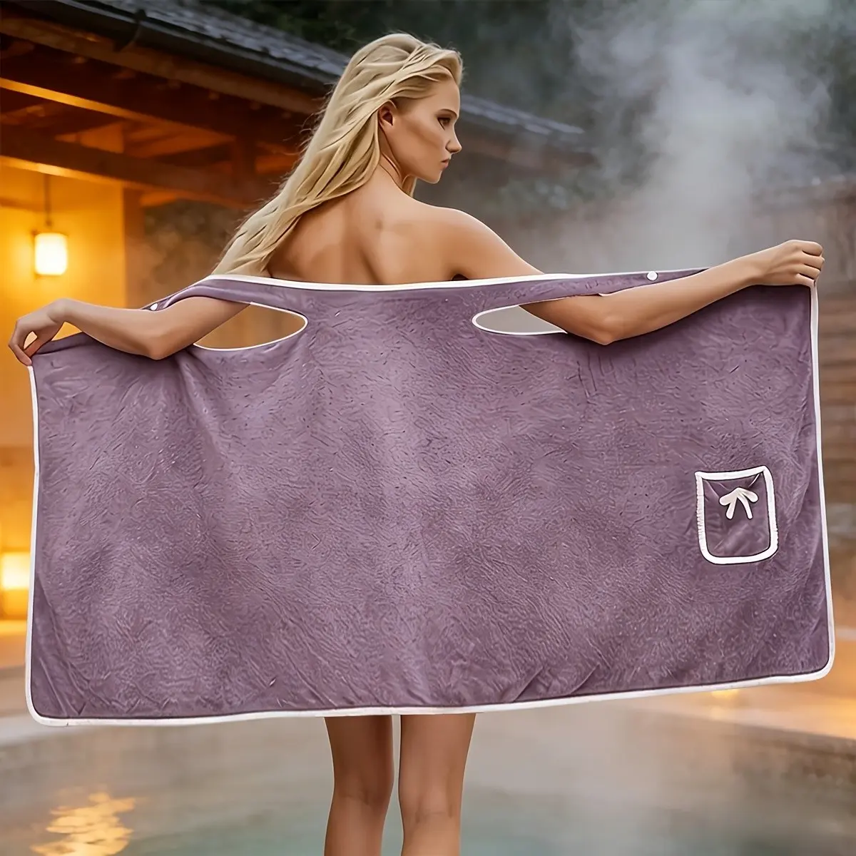 Quick-Dry Towel Skirt, Soft Coral Fleece Robe, Wearable Bath Cover with Pocket, Bath Towels Wrap, Ultra-Absorbent, Fast-Drying, Hypoallergenic, Versatile for Spa, Pool, Travel