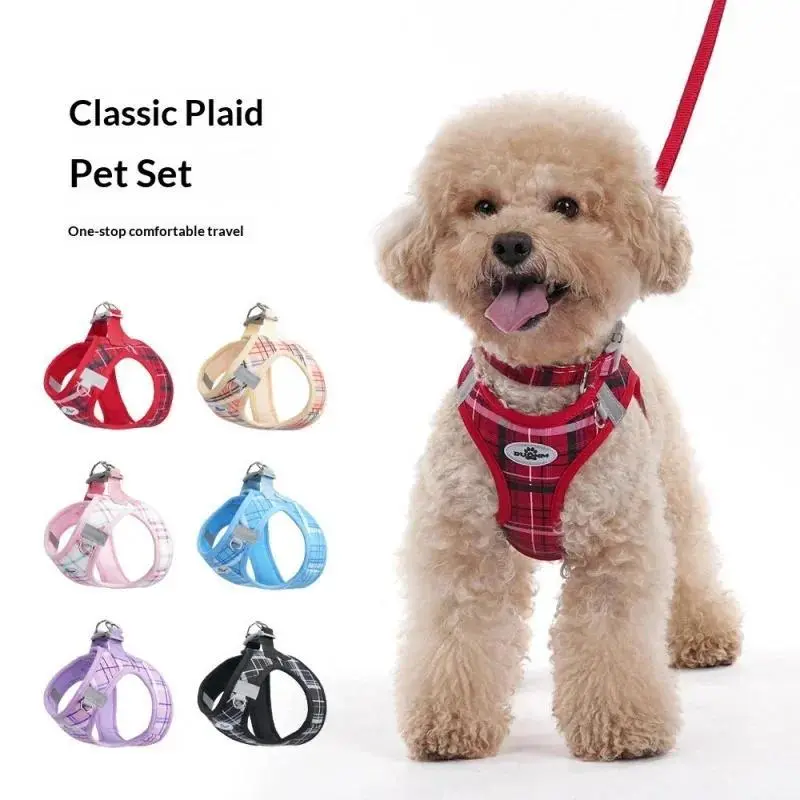 Complete Dog Walking Set - Vest Harness, Adjustable Collar & Leash, Reflective Gear for Small Breeds (CE Certified)