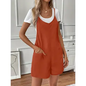 Targeted Western Spring Summer Autumn New Double-Pocket Suspender Overalls Without Bra