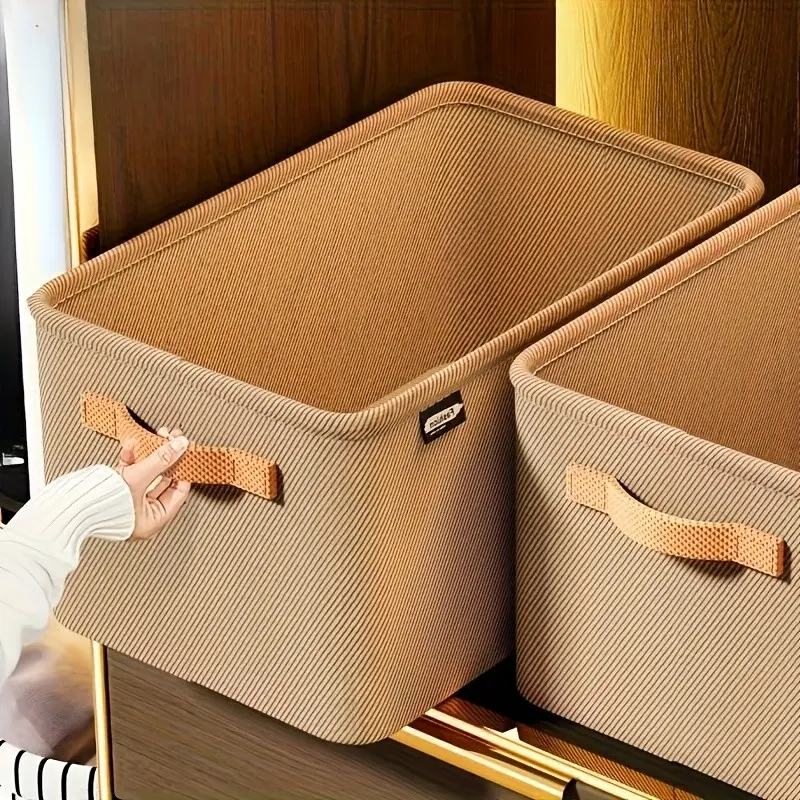 2pcs Bohemian Fabric Storage Baskets with Handles, Stackable Organizer with Sturdy Frame, Multi-Purpose Decorative Storage for Toys, Clothes, Books