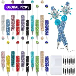 30 Pcs Rhinestone Beadable Pens Bulk Set, 10 Diamond Pens, 10 Refills & 10 Bags, Beaded Pen Kit for DIY, Office, Crafts, Gift, Rhinestone Ballpoint Pen, Ballpen Set #GLOBAL PICKS
