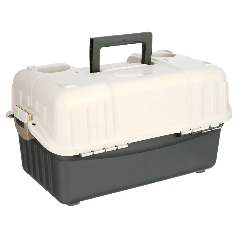 Large Hip Roof Tackle Storage Box with 6 Trays, Green/Sand Stackable Plastic Container, Fishing Tackle Organizer Box for Baits and Hooks