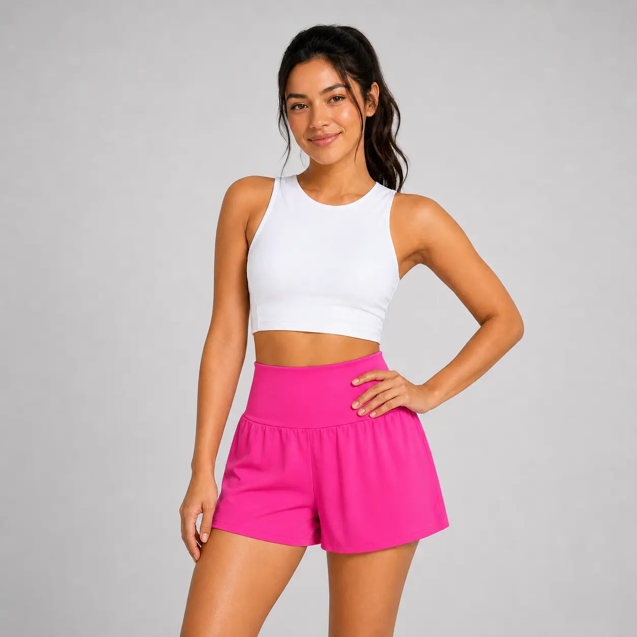 Women's High Waisted Yoga Shorts, Flowy Athletic Workout Shorts with Wide Waistband, Lightweight Activewear for Running, Gym, Pilates, Tennis, Pickleball, Dance, Walking, Lounge and Everyday Casual Wear