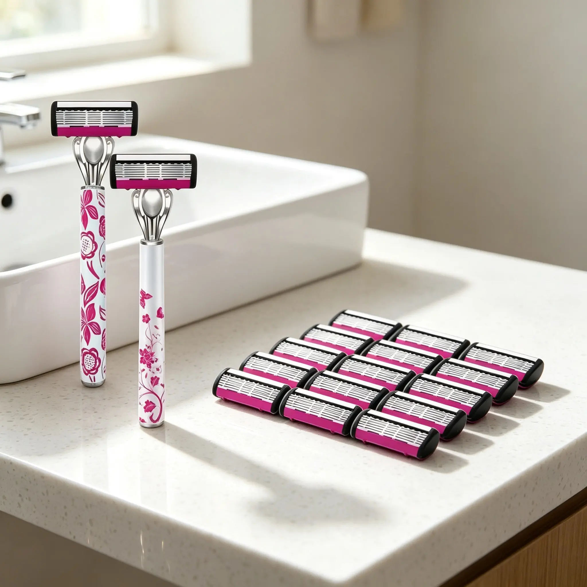 Portable Unisex Razor, Easy-To-Replace Six-Layer Blade, Fully Washable Anti-Clog Design, Ideal for Gentle Body and Face Shaving, Shaving Razors