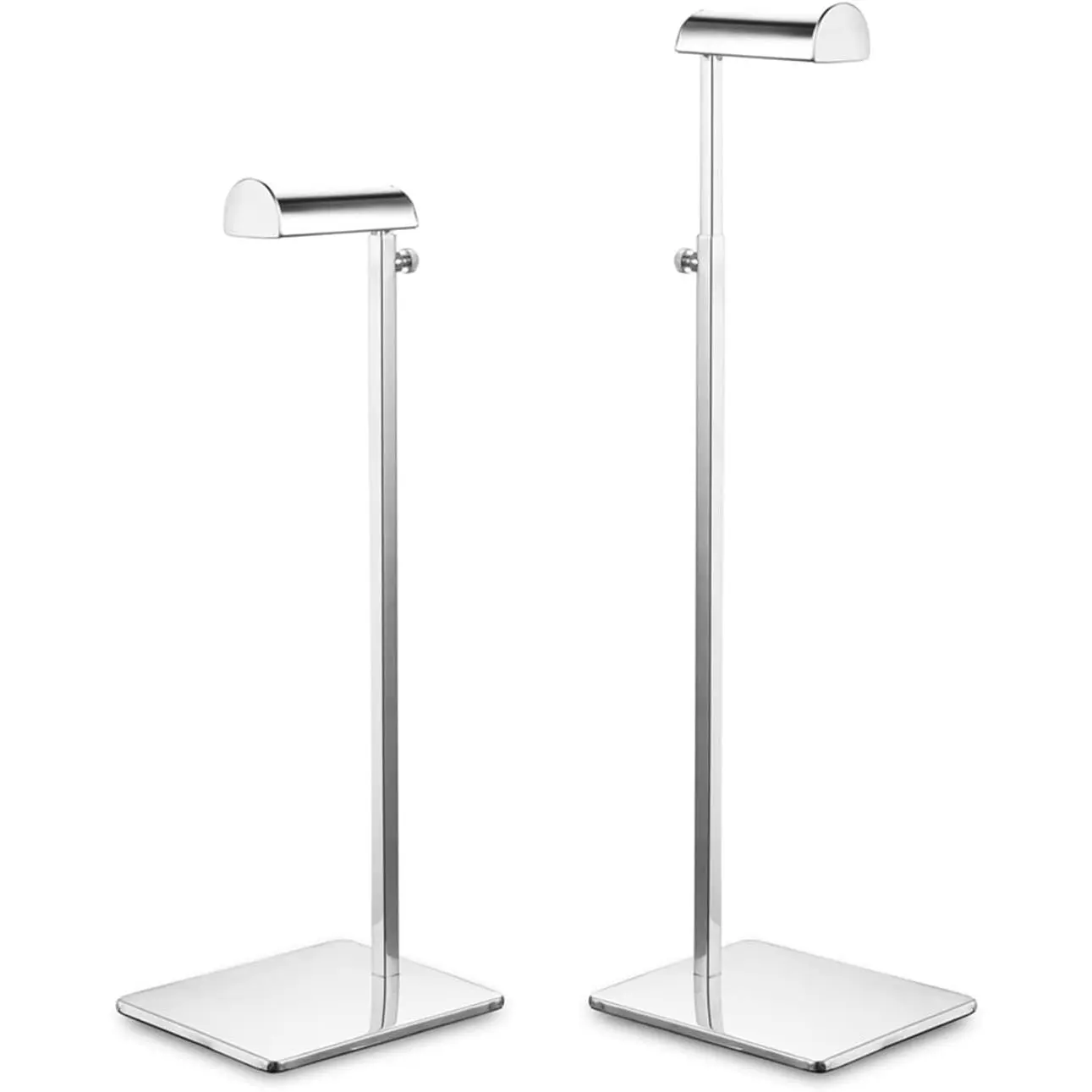 Chrome Purse Display Stands - Set of 2 Adjustable Height Purse Display Stand - Metal Polished  Handbag Display Stand Set - Single  Hook Bag Stand for Boutique Store