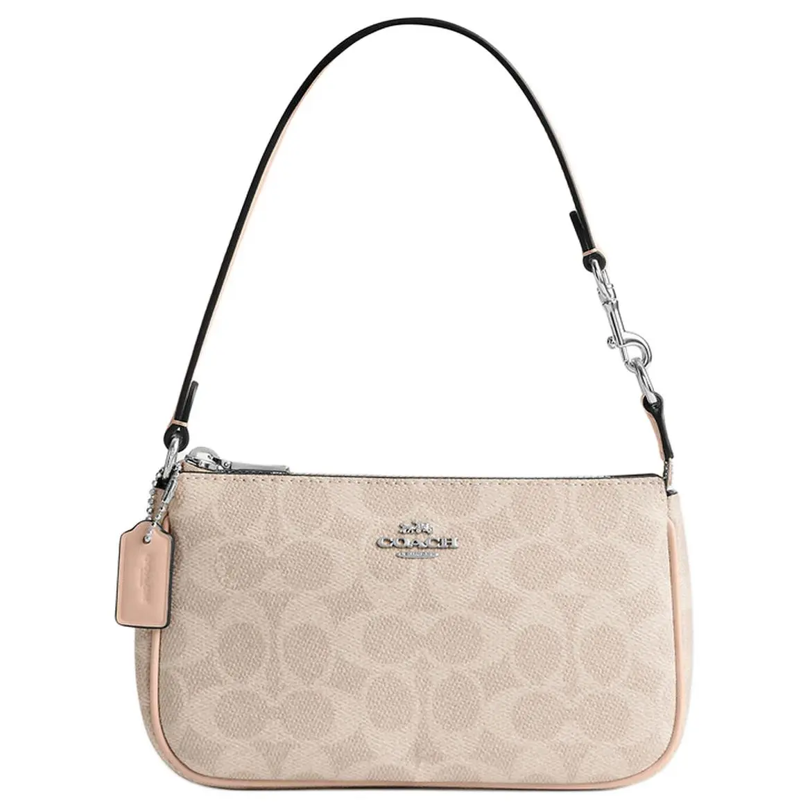 COACH Nolita 19 Small Crossbody Handbag for Women, Logo-Zip Closure, Faux Leather, Beige