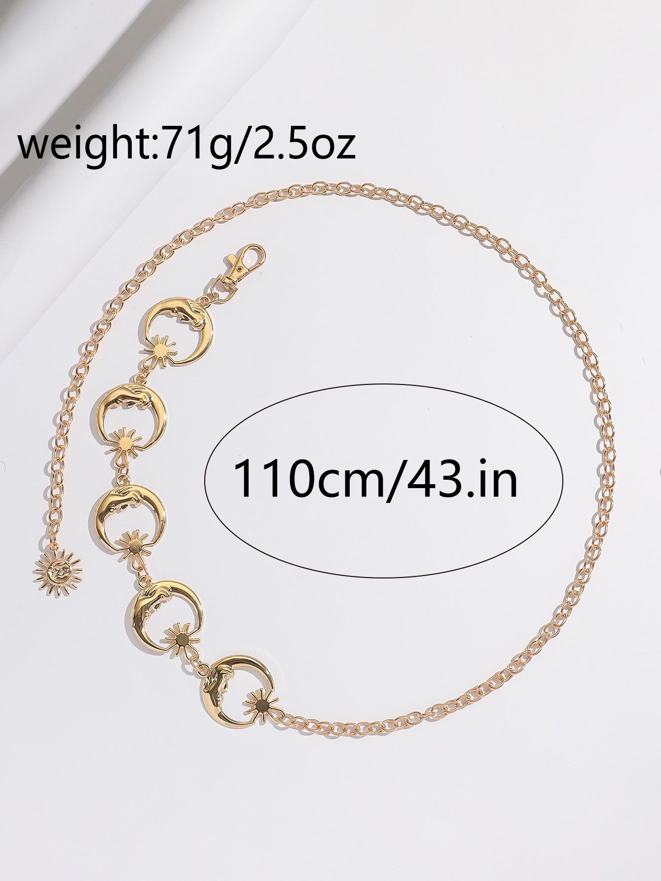 Vintage Moon Star Pendant Waist Belt| Hip Hop Metal Body Chain| Trendy Goth Accessory