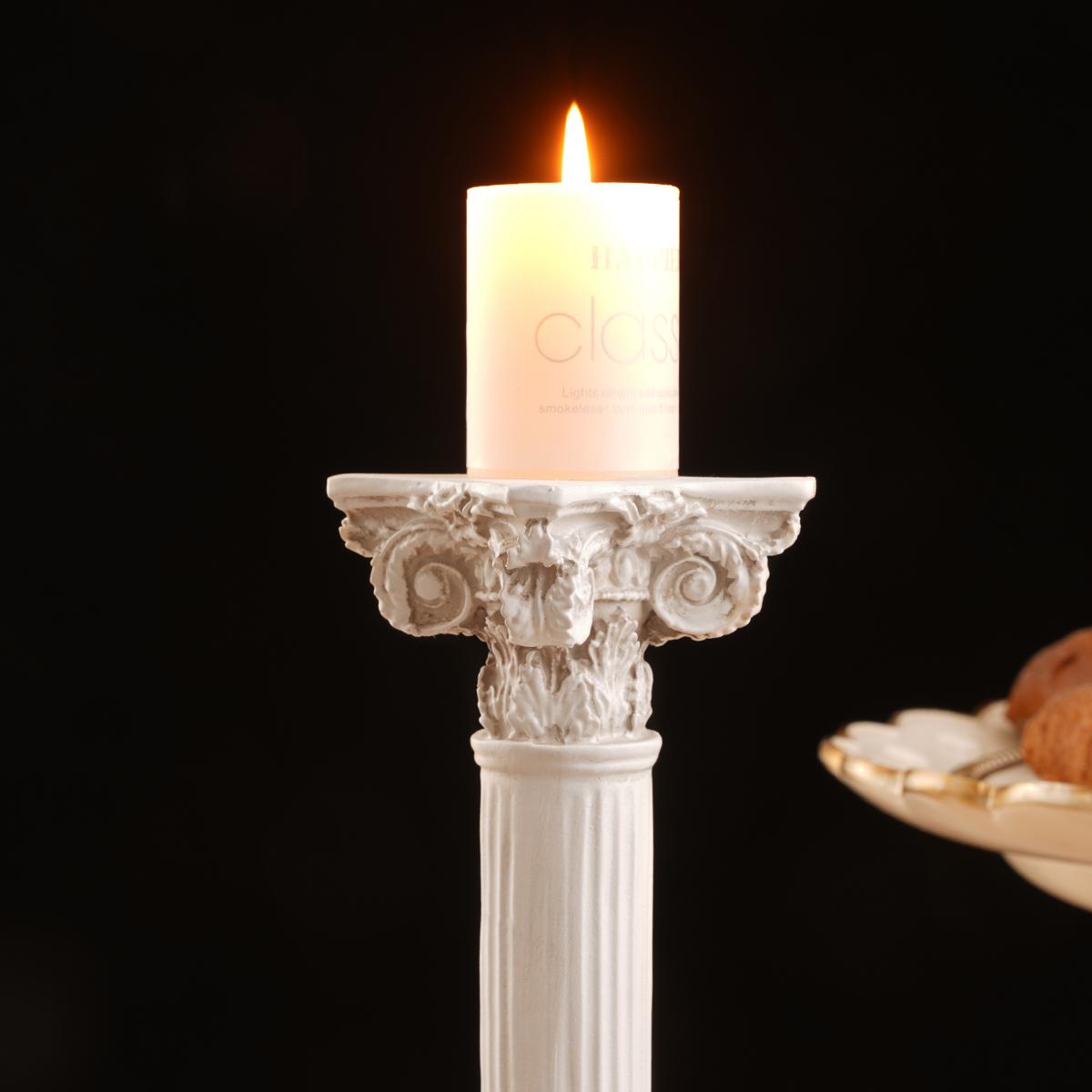 European Roman Column Candle Holder, Resin Material Decorative Stand for Party Celebration Photography Props, Home Living Room TV Cabinet Decoration, Vintage Candle Stand