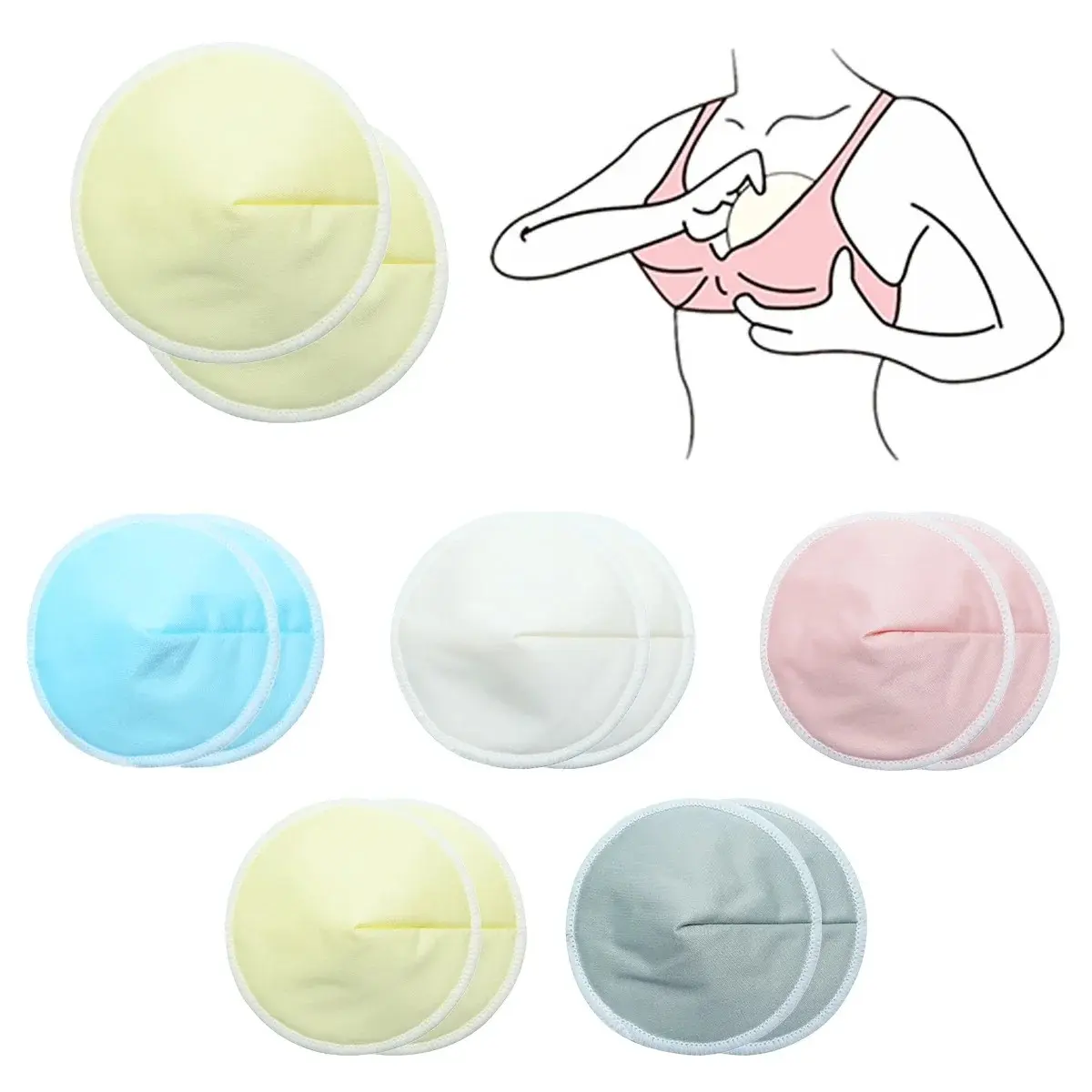 Organic Bamboo Viscose Nipple Nursing Pads, 2pcs Washable Reusable Breastfeeding Pads, Comfortable & Absorbent, Stay Dry Nursing Pads, Ideal for Postpartum Moms