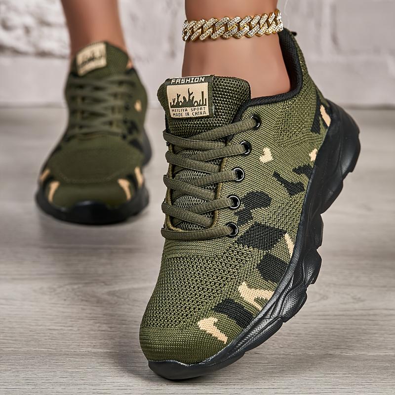 Women'S Camouflage Running Shoes - Lightweight, Breathable, Durable Fabric - Fashionable Lace Up Design Suitable For Outdoor Activities